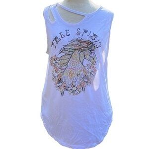 MODERN LUX Tank Top Free Spirit Unicorn, White/Yellow/multi color Women’s XL